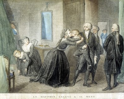 O golfinho Louis raptado da sua mãe Maria Antonieta (na sua prisão do Templo), 1 de Julho de Domenico Pellegrini