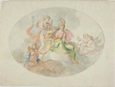 Alegoria da Abundância (Esboço para uma pintura de teto) de Domenico Pozzi