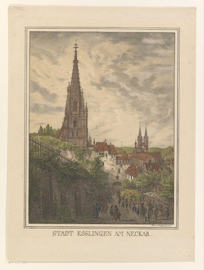 Vista de Esslingen perto de Neckar Cidade de Esslingen am Neckar (título no objeto) de Domenico Quaglio (II)