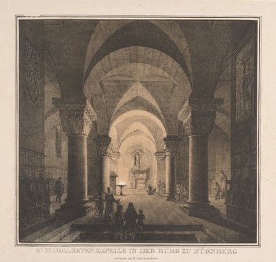 Edifícios notáveis da Idade Média na Alemanha: Capela de St. Margarets no Imperial ..., 1819. de Domenico Quaglio
