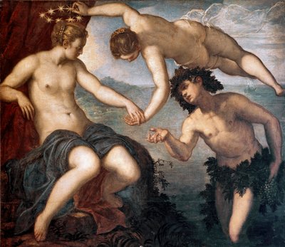 Bacchus, Venus e Ariane Pintura por Tintoretto ou Tintoret (Jacopo Robusti) (1518-1594) 1577-1580 Sol. 146x167 cm Telha do anticollege, Doge