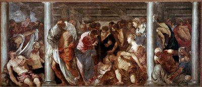 Cristo ouve o paralítico (a piscina probatória). Pintura de Jacopo Robusti dit il Tintoretto (O Tintoret de Domenico Robusti Tintoretto