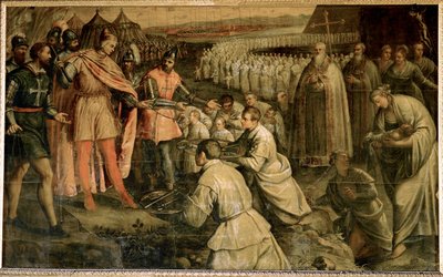 A Quarta Cruzada: Rendição de Zara em 1202 ao Doge Enrico Dandolo (óleo sobre tela) de Domenico Robusti Tintoretto