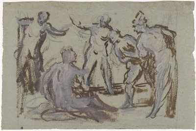 Job no monturo, cercado por seus amigos de Domenico Tintoretto