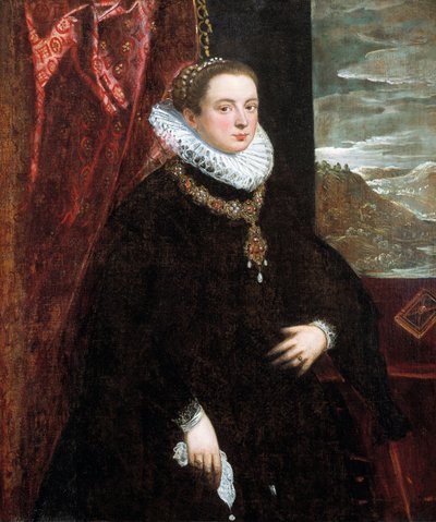 Retrato de uma senhora de preto de Domenico Tintoretto