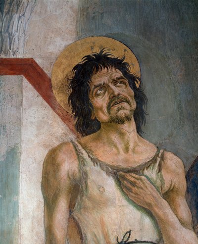 São João Batista e São Francisco de Assis : Detalhe de São João Batista - Fresco de Domenico Veneziano