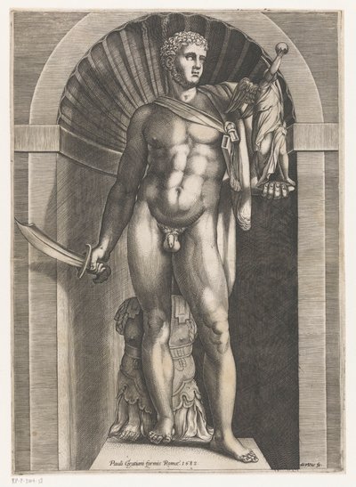 Escultura de um guerreiro Speculum Romanae Magnificentiae (título da série) de Domenico Vito