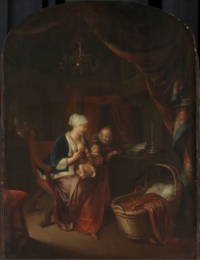 Uma mãe dando a seu filho o peito de Domenicus van Tol