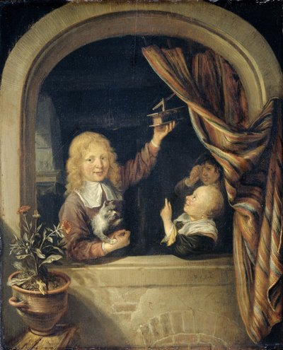 Crianças com uma ratoeira de Domenicus van Tol