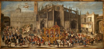 O transporte da proclamação da máscara. Pintura de Domingo Martinez (1688-1749), óleo sobre tela de Domingo Martinez