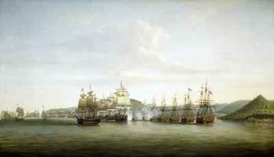 Revolução Americana (ou Guerra Revolucionária Americana) 1775-1783: Manobra do major Samuel Barrington na ilha de Santa Lúcia, possessão francesa nas Índias Ocidentais, a 15 de dezembro de Dominic Serres