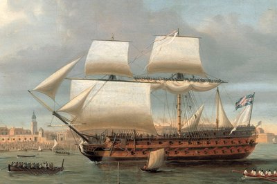 O Foudroyant e o Pégase entram no porto de Portsmouth, 1782 de Dominic Serres