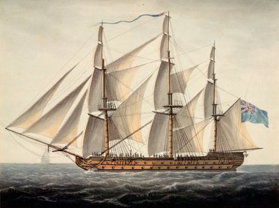 Navio francês "Sans Pareil" de 3ª classe, 80 canhões, capturado no Primeiro de junho, c.1800 (aguarela) de Dominic Serres