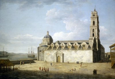 Catedral de Havana (Cuba), agosto e setembro de 1762. Óleo sobre tela, realizado pouco depois da tomada da cidade pelos ingleses em 1762, por Dominic Serres (1722-1793). de Dominic Serres