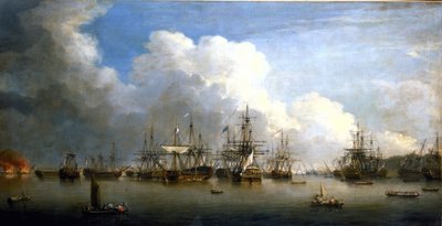 Guerra dos Sete Anos (1756-1763): A captura da frota espanhola em Havana (Cuba), agosto e setembro de 1762. Óleo sobre tela, meados do século XVIII, de Dominic Serres (1722-1793). de Dominic Serres