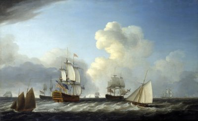 O navio de segunda classe da Marinha Real Britânica, com 98 canhões, era o "Saint George", acompanhado por outros navios de Dominic Serres