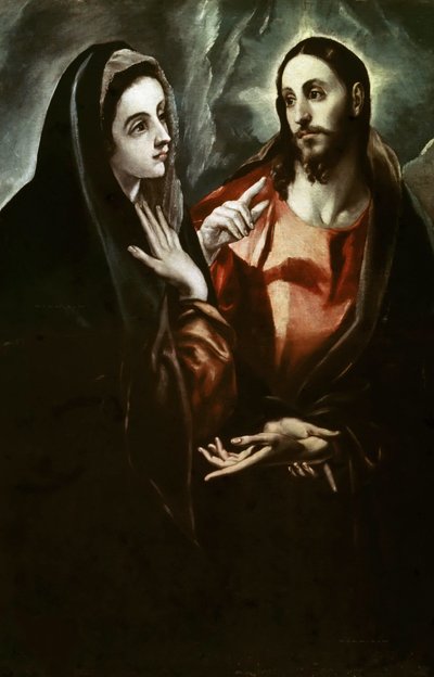 Cristo despedindo-se de sua Mãe, c. 1600. de Dominico El Greco