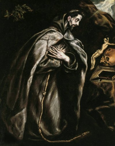 São Francisco rezando, ca 1595. de Dominico El Greco