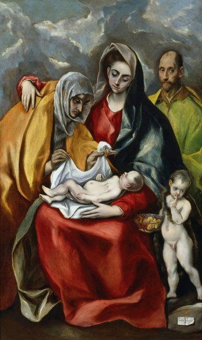 A Sagrada Família com o jovem João Batista, ca 1585. de Dominico El Greco