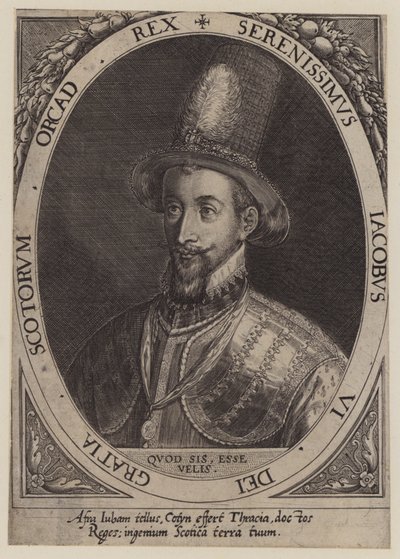 Rei James VI da Escócia (gravura) de Dominicus or Custodis Custos