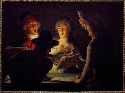 Revolução Francesa: "Les chanteurs patriotes" Pintura de Dominique Doncre (1743-1820) 1794 Sol. 0,45 x 0,61 m Paris, Musee Carnavalet de Dominique Doncre