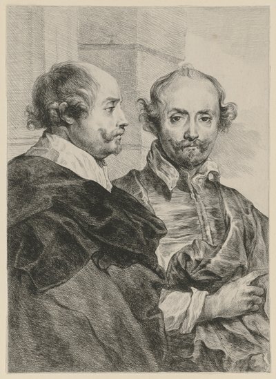 Retrato de dois homens idosos, de perfil e de frente de Dominique Vivant Denon
