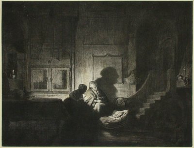 Interior: duas mulheres e uma criança a dormir de Dominique Vivant Denon