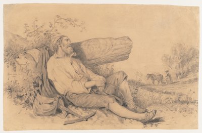 Trabalhador de campo adormecido de Dominique Louis Papety