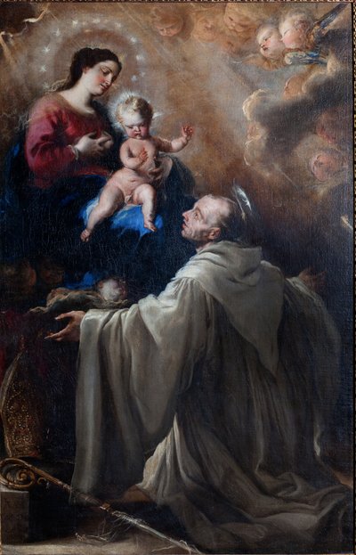 Museu Paroquial. Pintura. São Bernardo e a Virgem com Criança. Óleo sobre tela. de Don Juan Carreno de Miranda