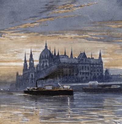 Buda-pest e a sua Casa Parlamentar (cor litho) de Donald (after) Maxwell
