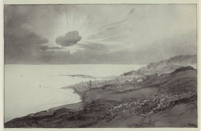 Lyme Regis a partir das colinas de Charmouth (litografia) de Donald (after) Maxwell
