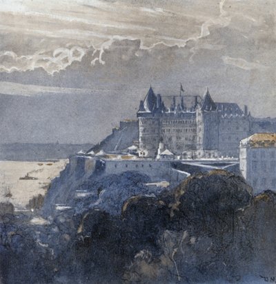 Quebec e o Château Frontenac (cor litho) de Donald (after) Maxwell