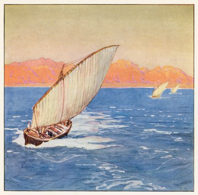 Rudyard Kipling: O Junco e o Dhow (litografia a cores) de Donald (after) Maxwell