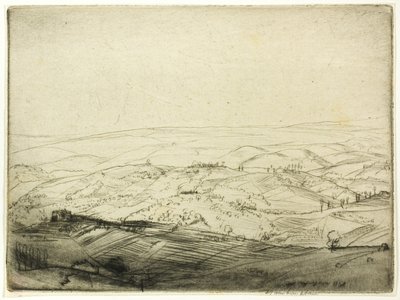Esboço das Muralhas de San Gimignano de Donald Shaw MacLaughlan