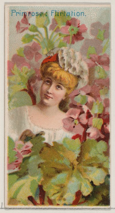Primrose: Flirtation, da série Floral Beauties and Language of Flowers N75 for Du..., 1892. de Donaldson Brothers