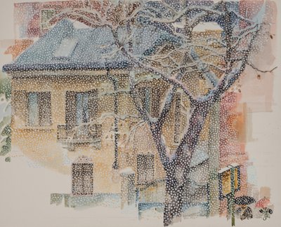 Paragem de autocarro, 2011 (aguarela sobre papel) de Donatella Merlo