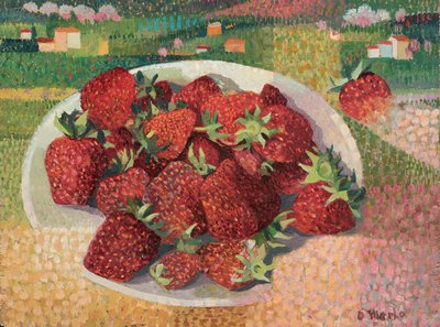 Morangos, c.1985 (óleo a bordo) de Donatella Merlo