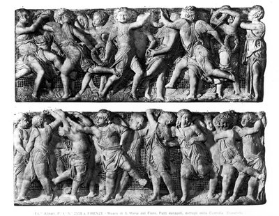 Painel de Dança Putti, do Cantoria, da Galeria de Canto do Duomo (mármore) de Donatello