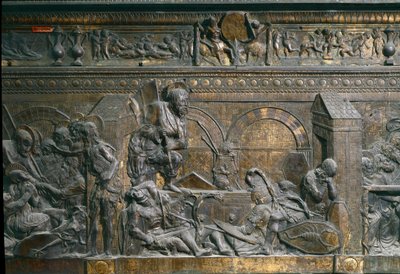 A ressurreição de Cristo. Detalhe. O baixo relevo do púlpito direito de Donatello