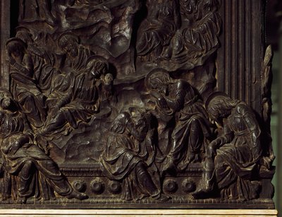 Adoração no jardim, detalhe do púlpito esquerdo, por Donatello (1386-1466), Basílica de São Lourenço, Florença, Itália de Donatello