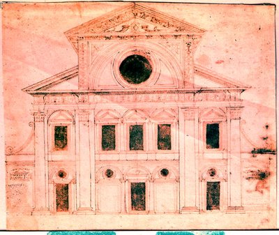 Design para a fachada de uma igreja de Donato Bramante