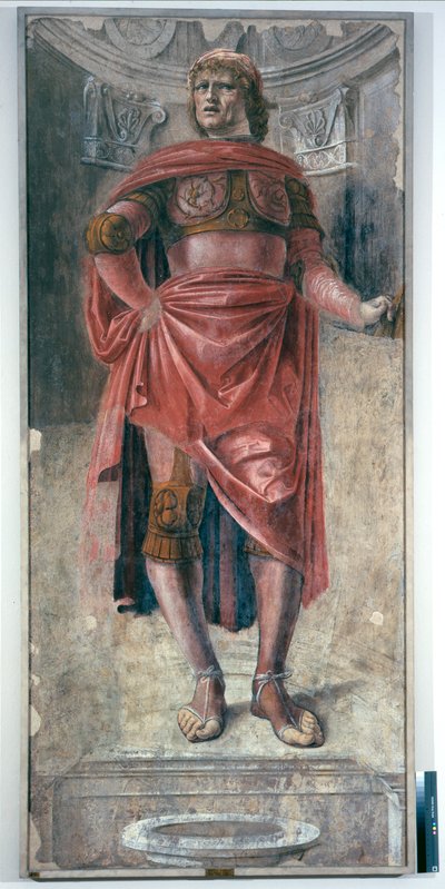 Homem com uma Espada de Duas Mãos, c.1486 (afresco destacado em lona) de Donato Bramante
