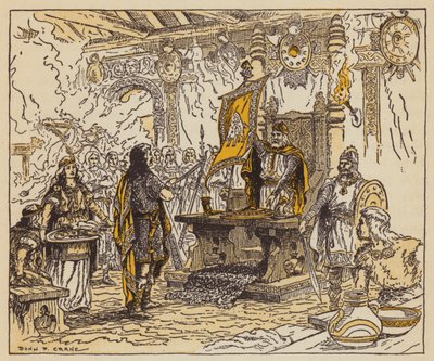 O rei que recompensa o Beowulf (cor litho) de Donn P. Crane