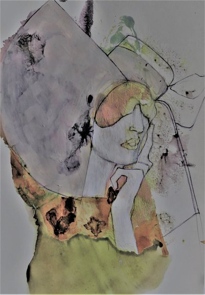 Mulher pensativa (abstrato) de Doris Schmitz