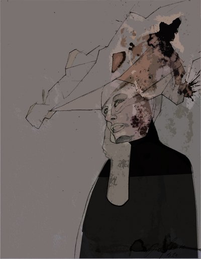 Mulher pensativa (abstrato) de Doris Schmitz