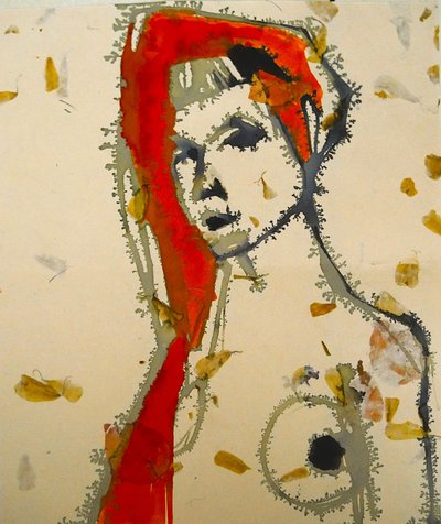 Retrato abstrato em vermelho de Doris Schmitz