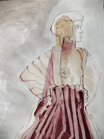 Mulher em Listras Abstratas de Doris Schmitz