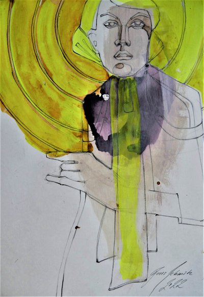 Mulher Abstrata Amarela de Doris Schmitz