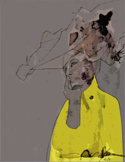 Retrato Amarelo Abstrato de Doris Schmitz
