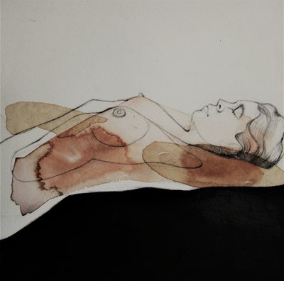Nu em aquarela serena de Doris Schmitz
